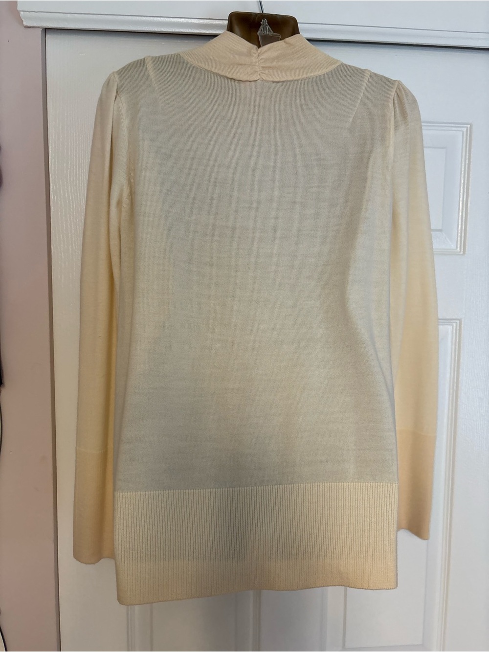 Cream Ruffle-Neck Women's Sweater - Picture 2 of 4